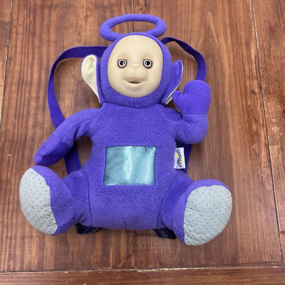 Vintage Teletubbies Tinky Winky Plush Backpack Purple 16" Kids Bag 1990s